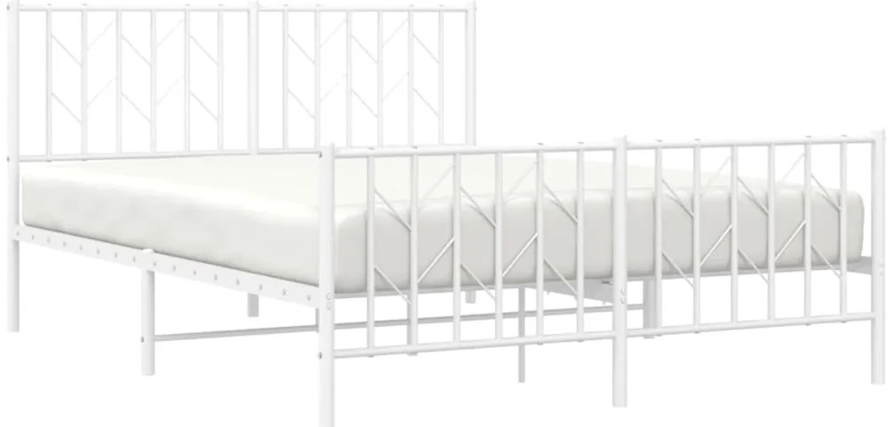 Estrutura de cama com cabeceira e pés 135x190 cm metal branco