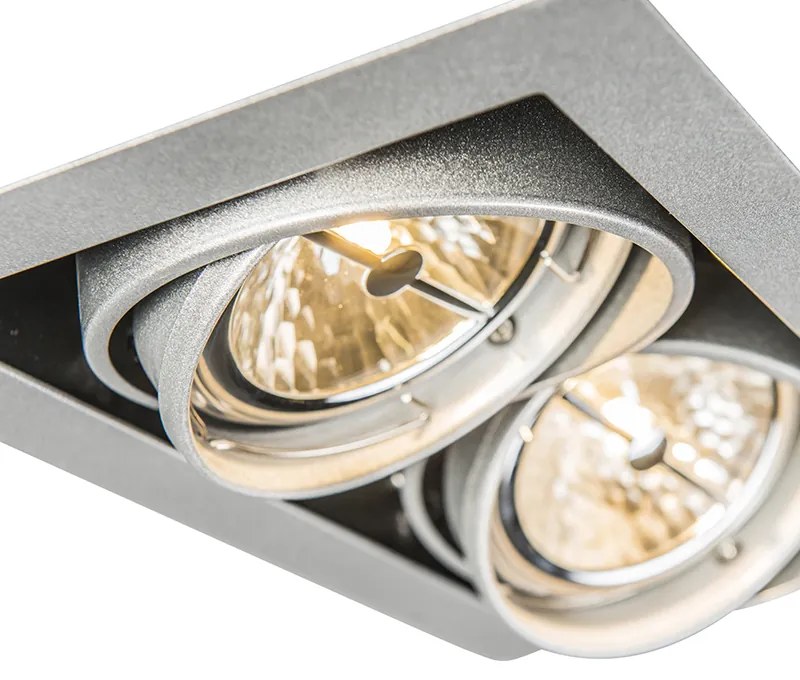 Conjunto de 6 focos embutidos de aço AR111 ajustáveis 2 luzes - Oneon