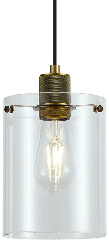 Candeeiro suspenso de design bronze com vidro transparente - Domo