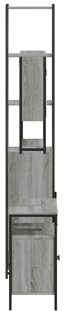 3 pcs Conjunto móveis casa de banho madeira proc. cinza sonoma