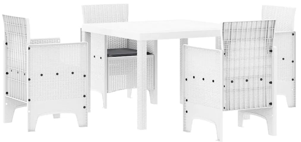 Conjunto de Jantar para Jardim 5 pcs Branco Rattan / Vime
