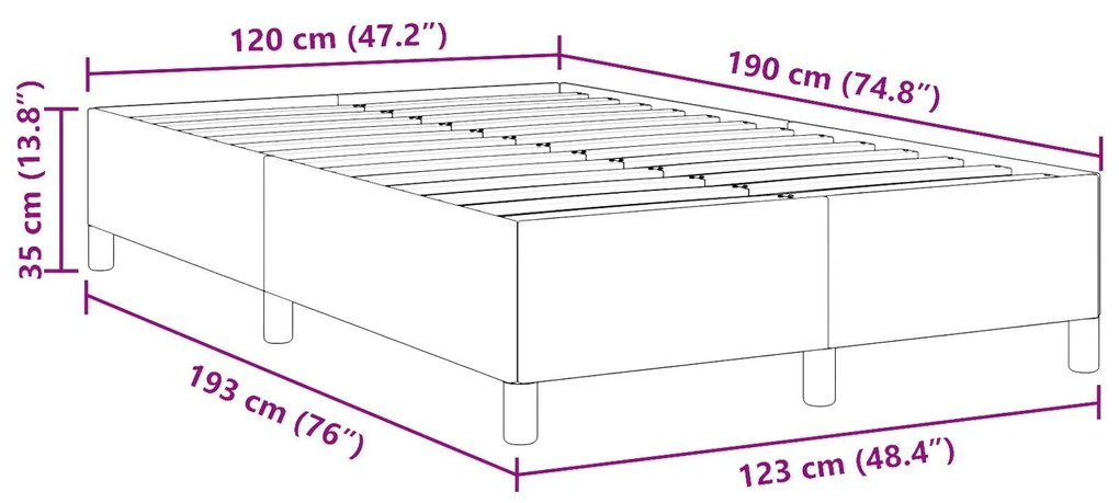 Estrutura de Cama vidaXL Cinza Escuro 120x190 cm Tecido de Corduroy