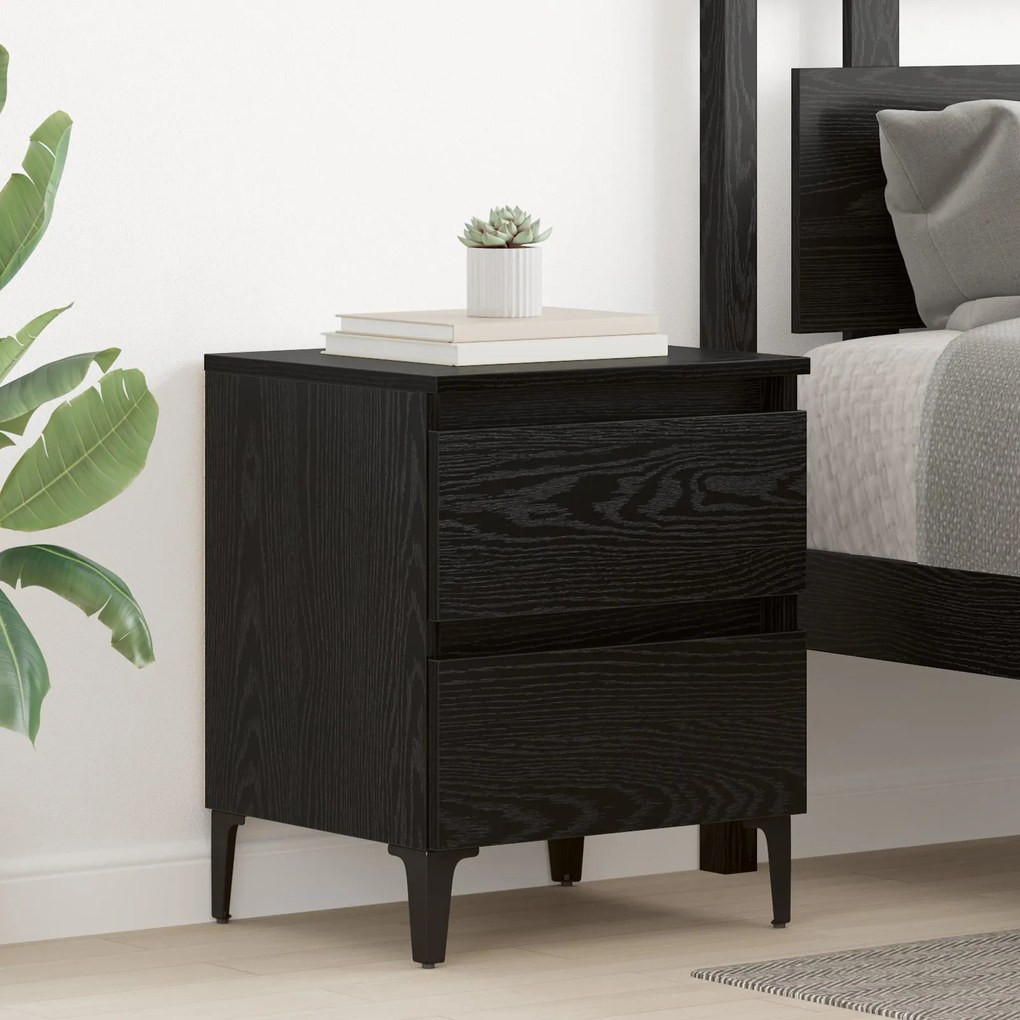 Mesas de Cama 2 pcs Carvalho Preto 40x35x50 cm Madeira Engenharia