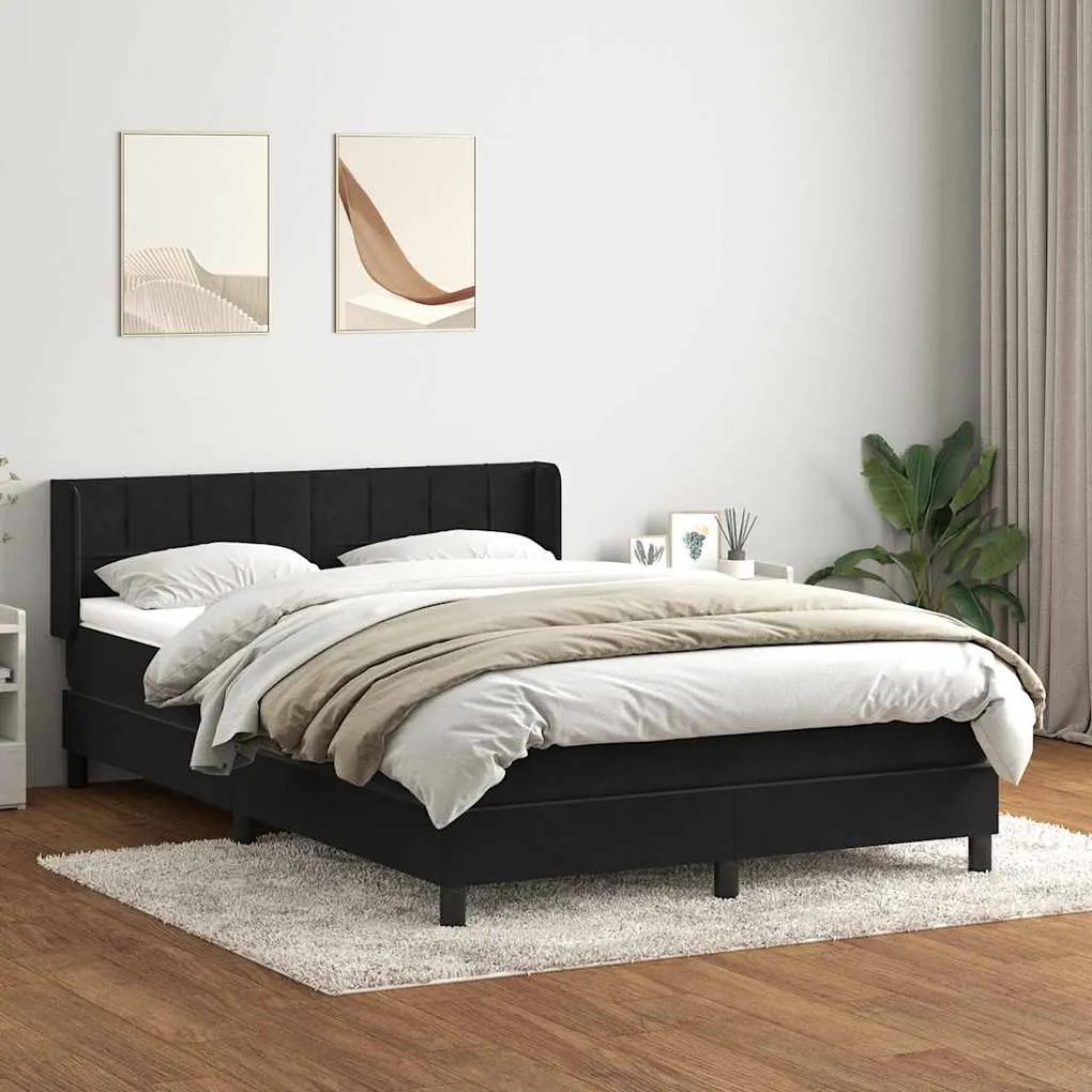vidaXL Cama com molas/colchão 160x210 cm veludo preto