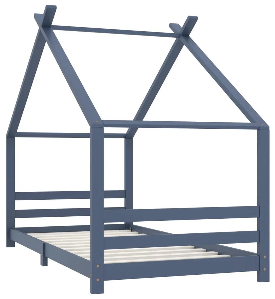 Estrutura de cama para crianças 90x200 cm pinho maciço cinzento