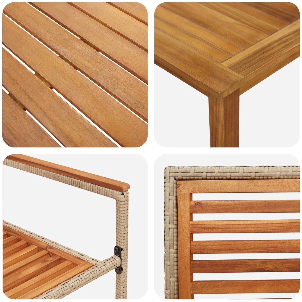 Conjunto de Jantar para Jardim com 5 Peças em Rattan Poliéster Bege e