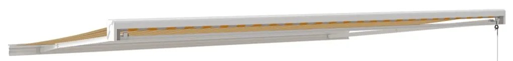 Toldo retrátil 5x3 m tecido e alumínio amarelo e branco