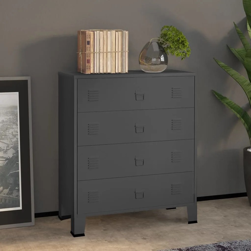 339617 vidaXL Móvel com gavetas industrial 78x40x93 cm metal antracite