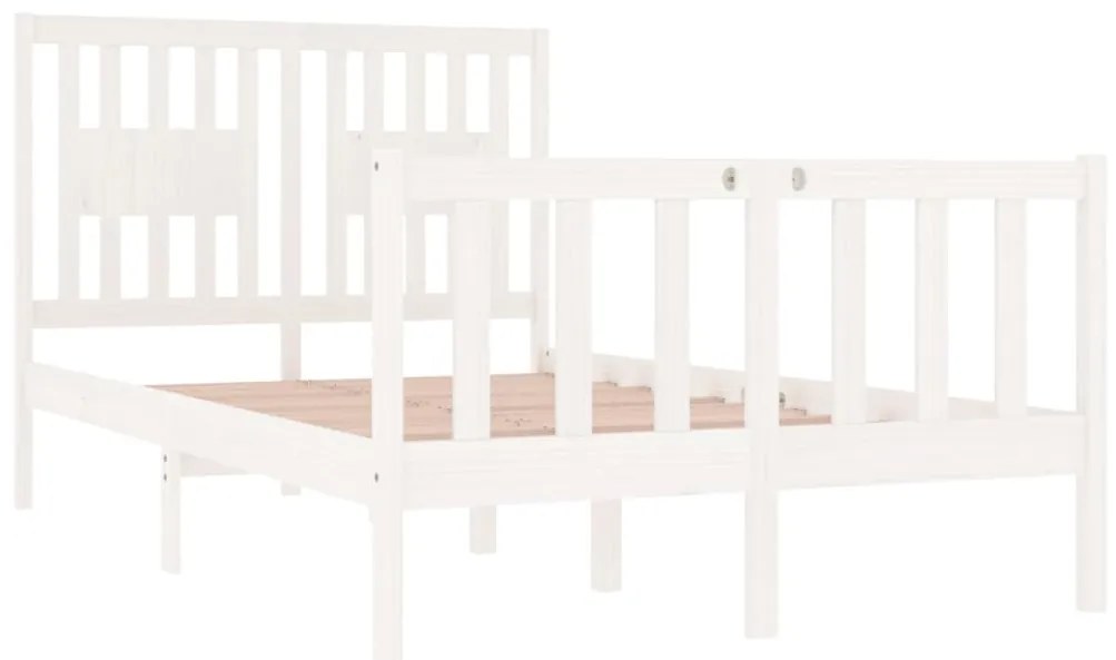 Estrutura cama pequena casal 120x190 cm pinho maciço branco