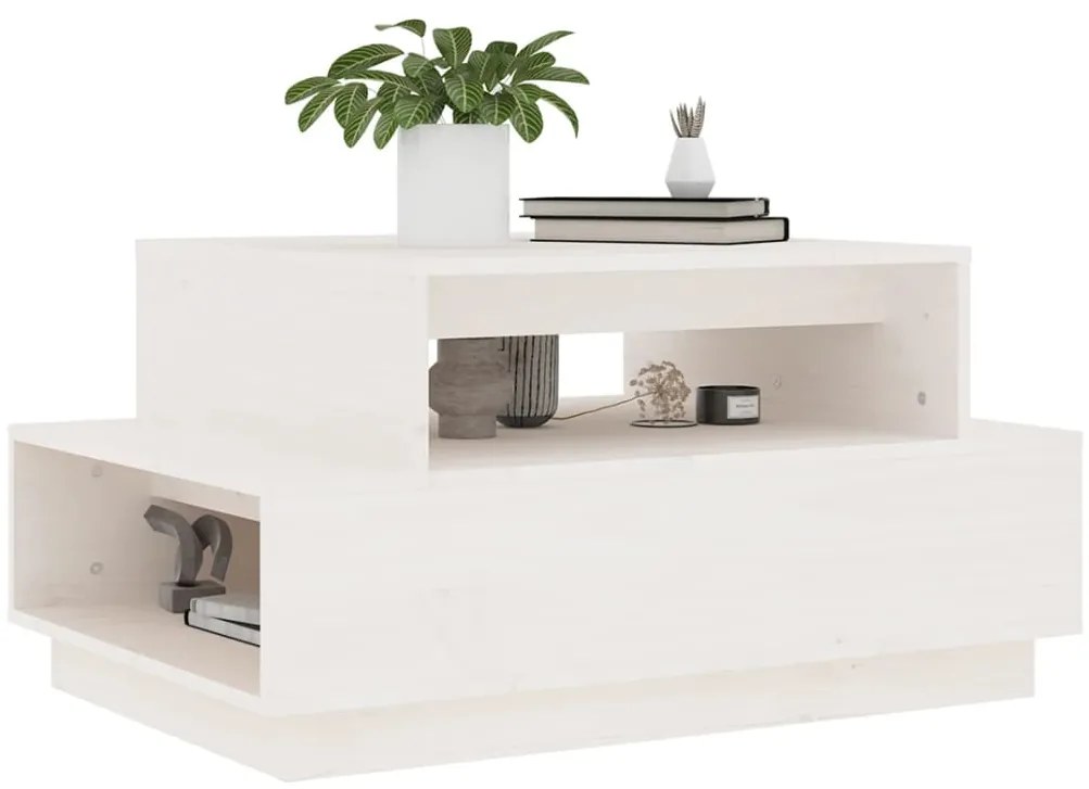 Mesa de centro 80x55x40,5 cm madeira de pinho maciça branco
