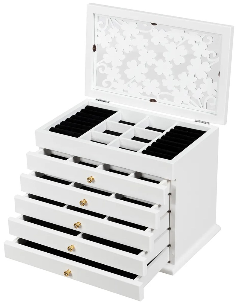 Caixa de jóias de madeira com 5 gavetas para colares de brincos Braceletes Caixa de jóias 30 x 19 x 25 cm