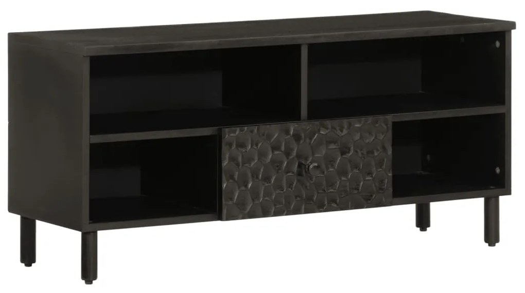 Móvel de TV 100x33x46 cm madeira de mangueira maciça preto
