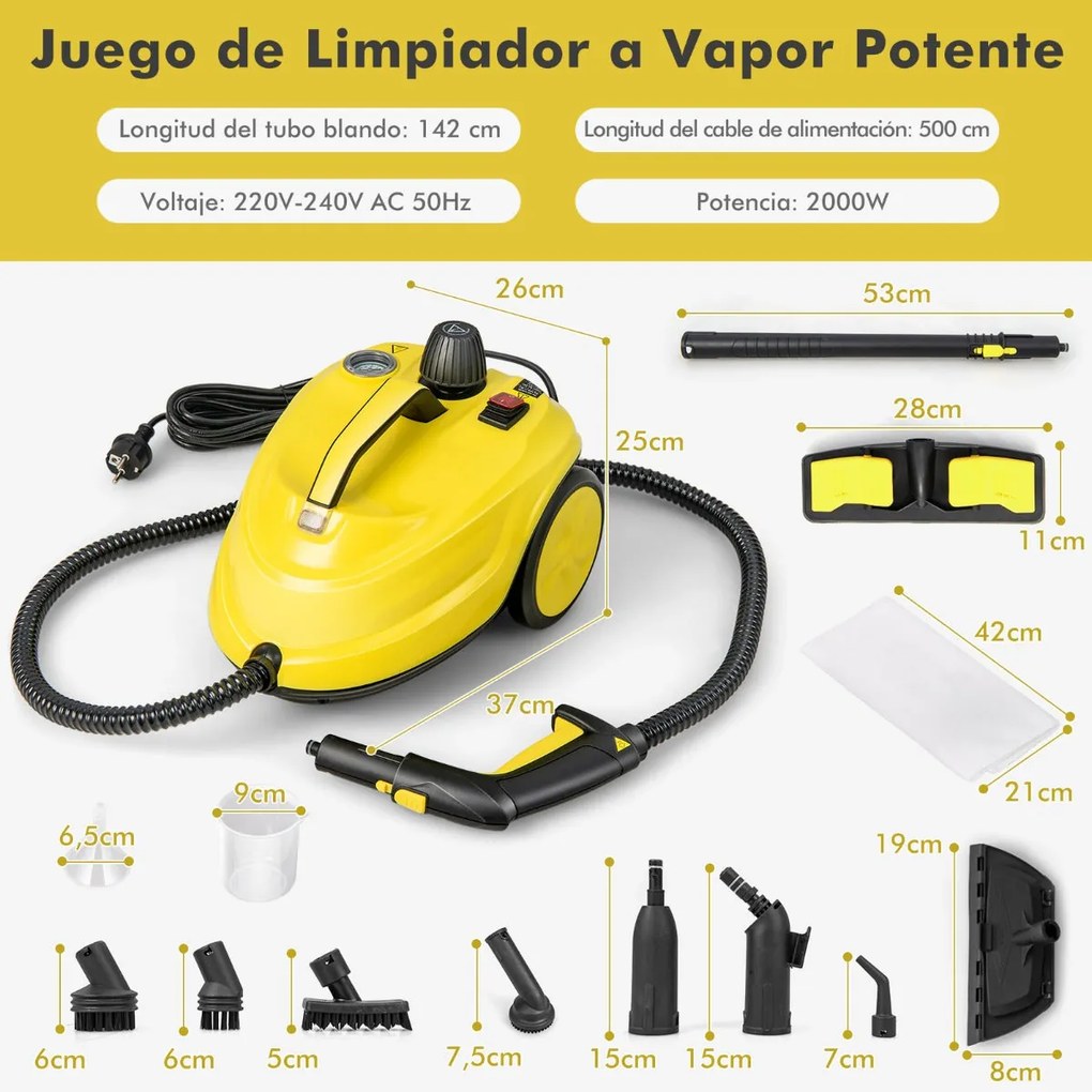 Máquina de Limpeza a Vapor Multiusos "Aster" - 2000W, 1,8L, 13 Acessór