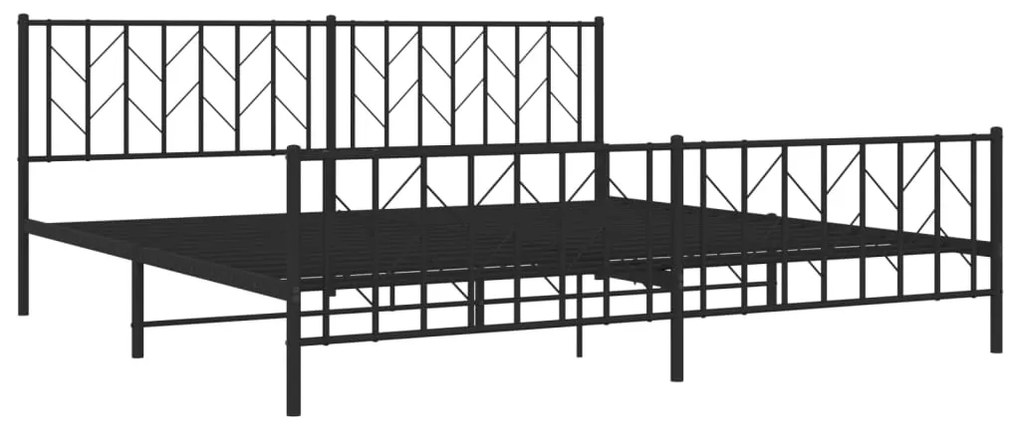 Estrutura de cama com cabeceira e pés 200x200 cm metal preto