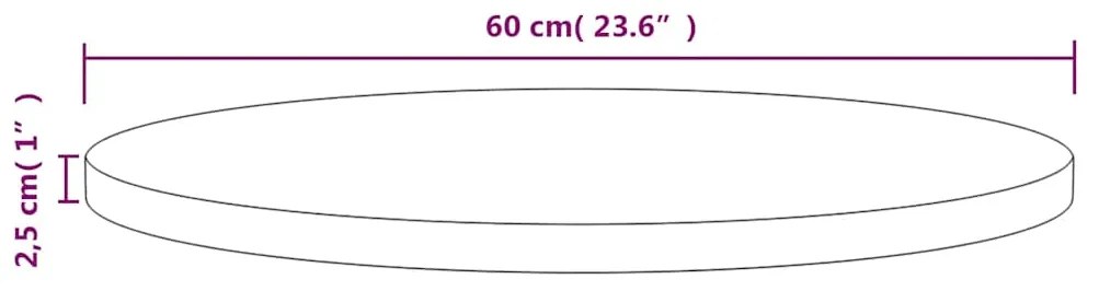 Tampo de mesa pinho maciço Ø60x2,5 cm branco