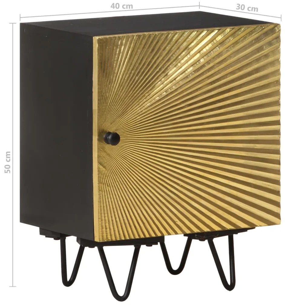 Mesa de cabeceira c/ frente bronze 40x30x50 cm mangueira maciça