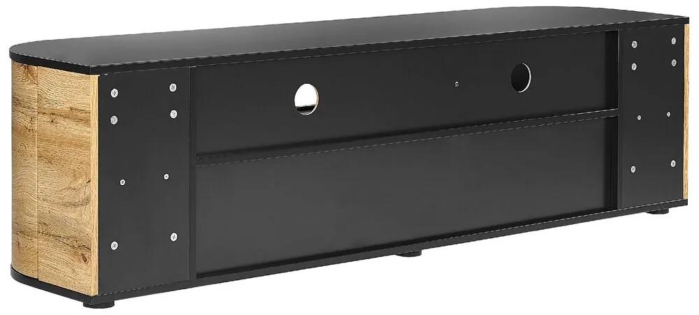 Móvel de TV com 2 gavetas e 2 portas em madeira clara e preto JEROME Beliani