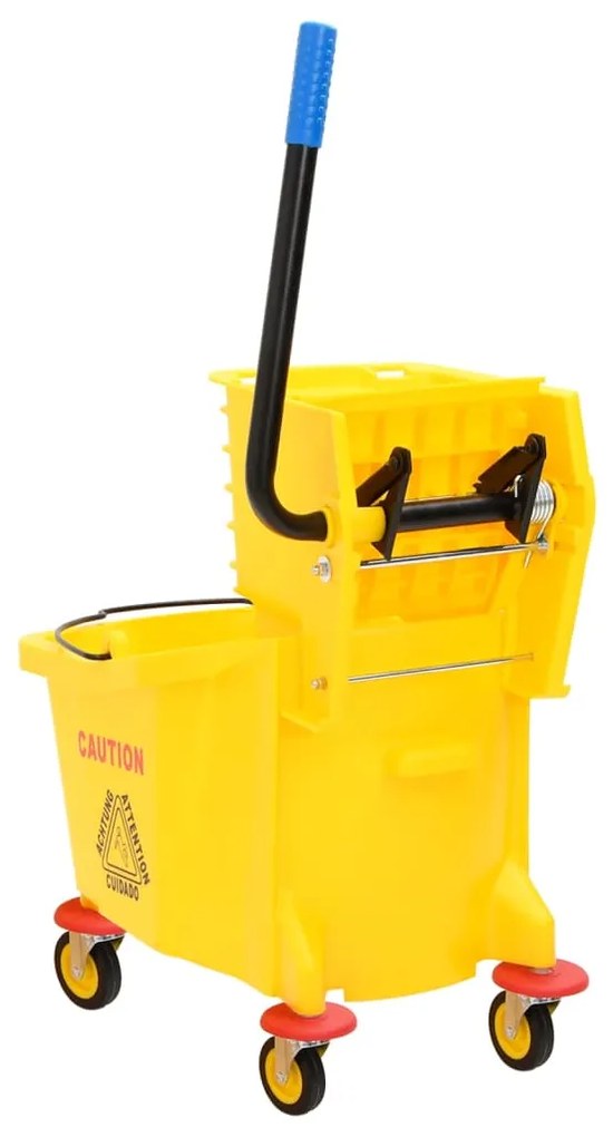 Balde de esfregona com espremedor e rodas 36 L PP amarelo