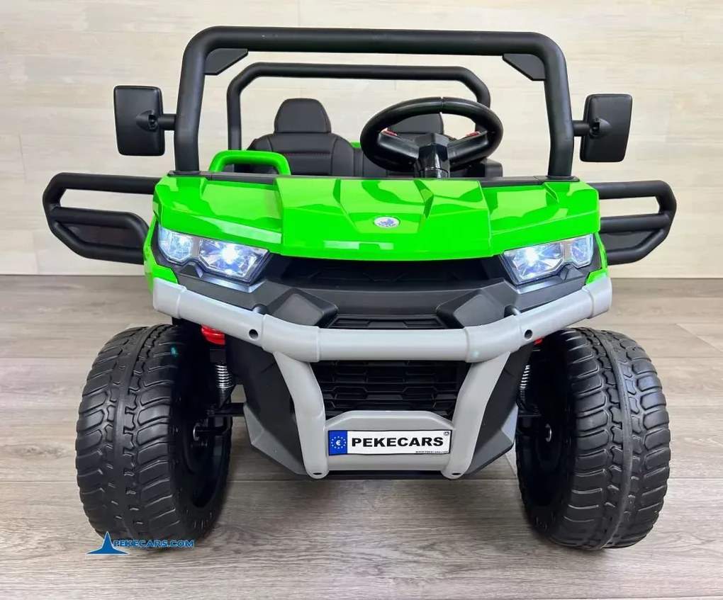 Carro elétrico para crianças Todo terreno Pick-up Racing 24V 2.4G, Rodas Borracha, Assento Couro sintético Verde