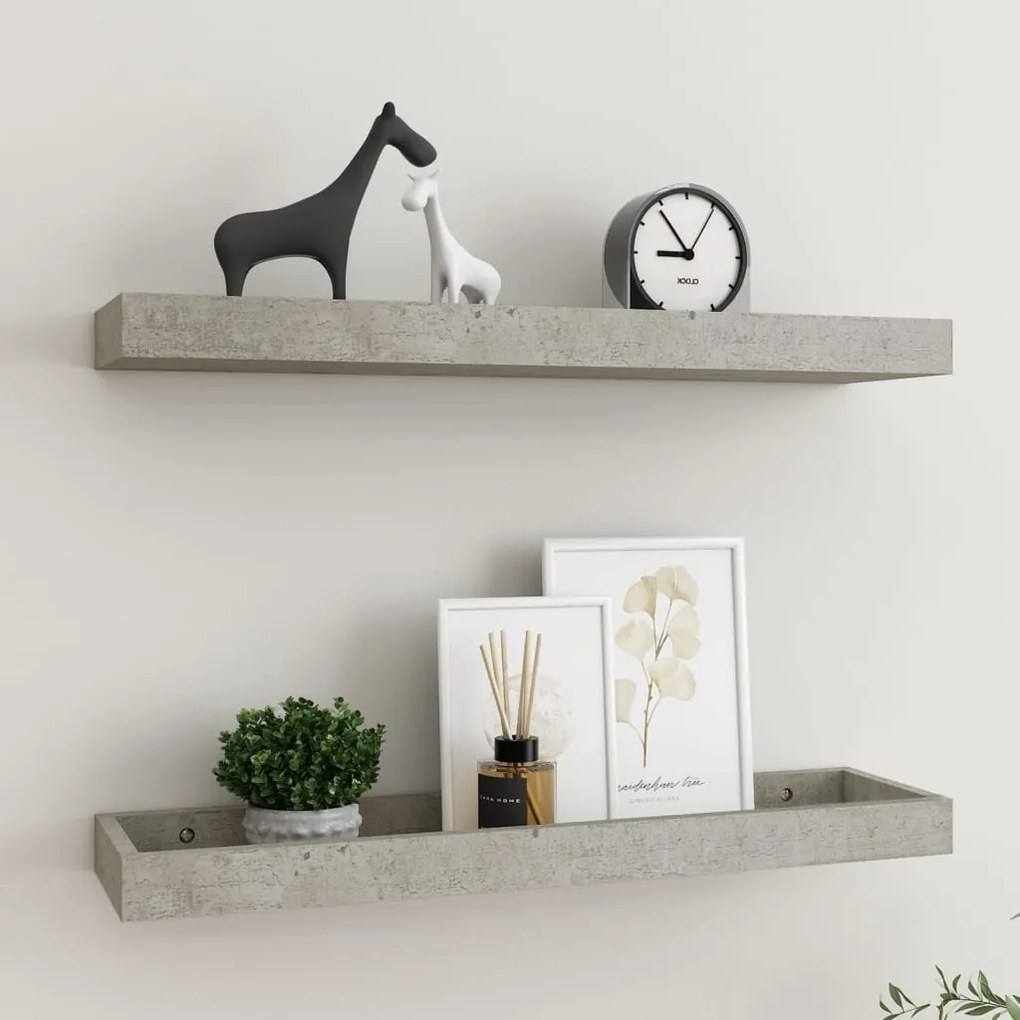 vidaXL Prateleiras parede Loggia 2 pcs 60x15x4 cm MDF cinzento cimento