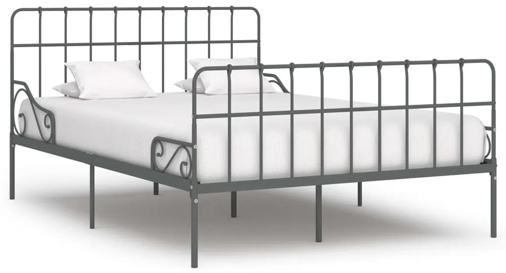 284617 vidaXL Estrutura de cama com estrado de ripas 120x200 cm metal cinza