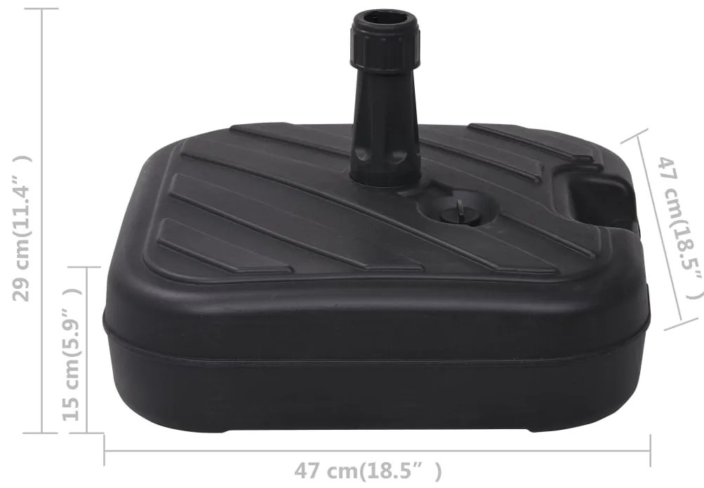 Base para guarda-sol com areia/água 24 L preto