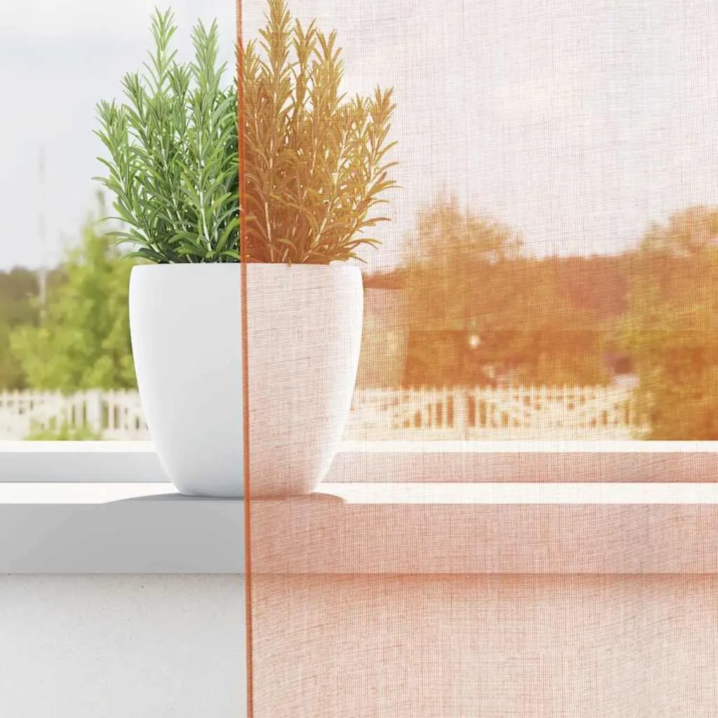 Cortinas de voile com laços 2 pcs terracota 140x140 cm