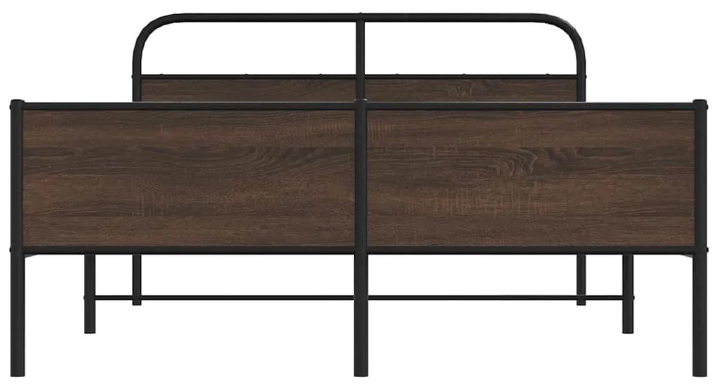 Estrutura cama sem colchão 150x200cm metal carvalho castanho