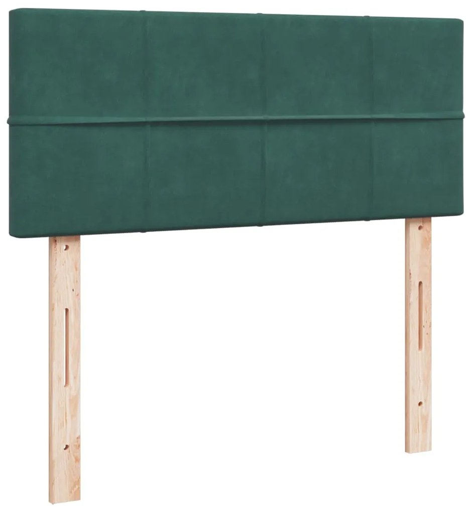 Cama boxspring com colchão 120x200 cm veludo verde-escuro