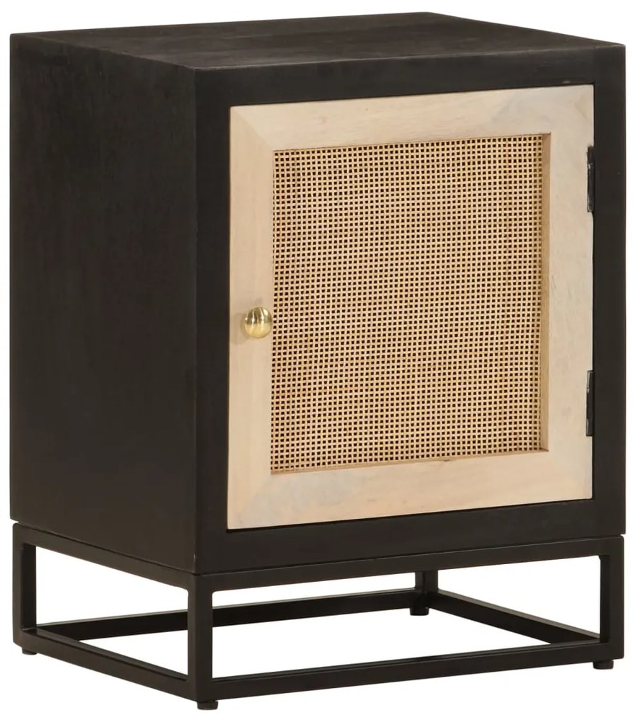 vidaXL Mesa de cabeceira 40x30x50 cm mangueira maciça/ferro preto