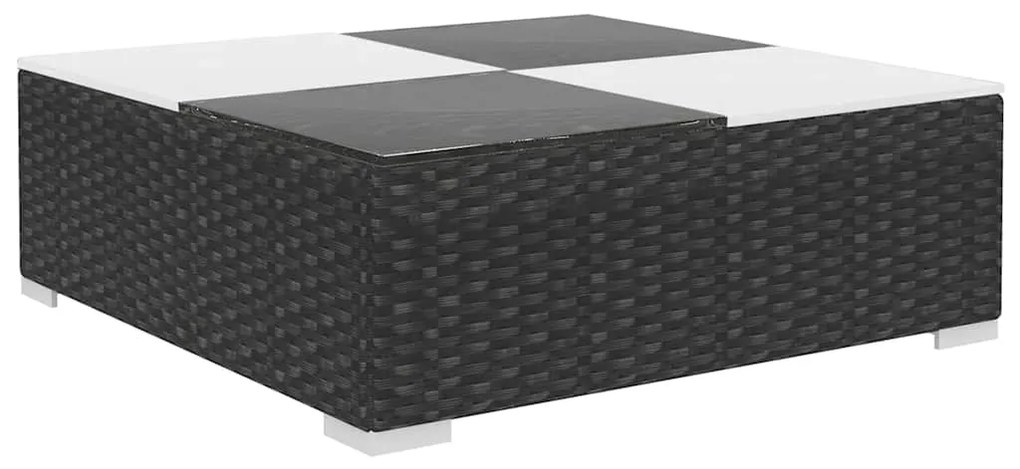 8 pcs conjunto lounge de jardim c/ almofadões vime PE preto