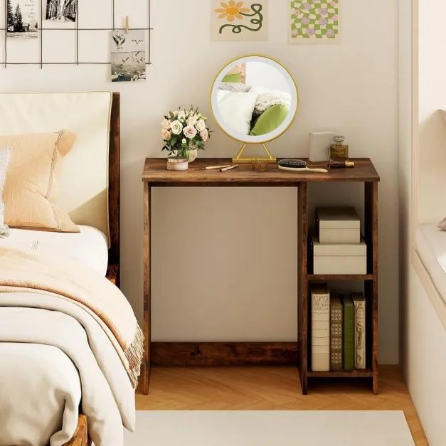 Secretária para computador 80 x 40 x 74 cm de escritório com 2 prateleiras para espaços reduzidos Café