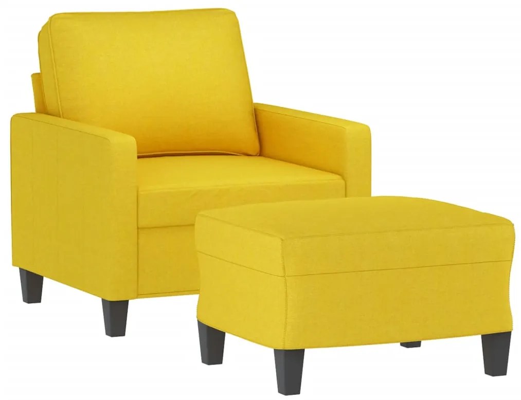 Poltrona com apoio de pés 60 cm tecido amarelo-claro