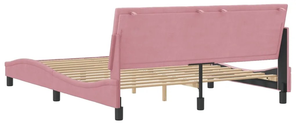 Estrutura de cama c/ cabeceira 160x200 cm veludo rosa