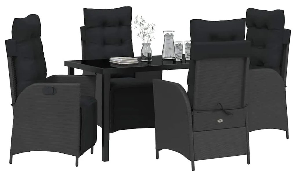 Conjunto de Jantar de Jardim de 5 Peças em Rattan Preto