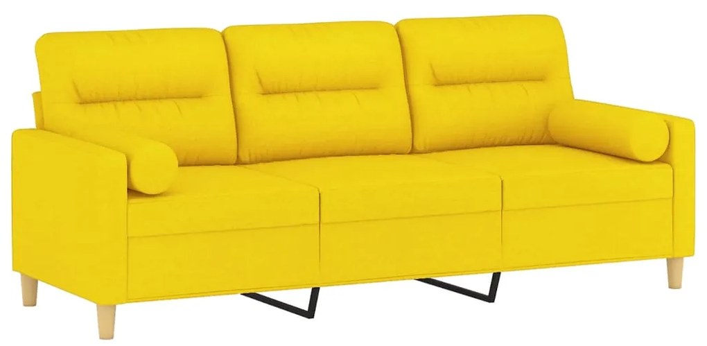 Sofá 3 lugares + almofadas decoração 180cm tecido amarelo-claro