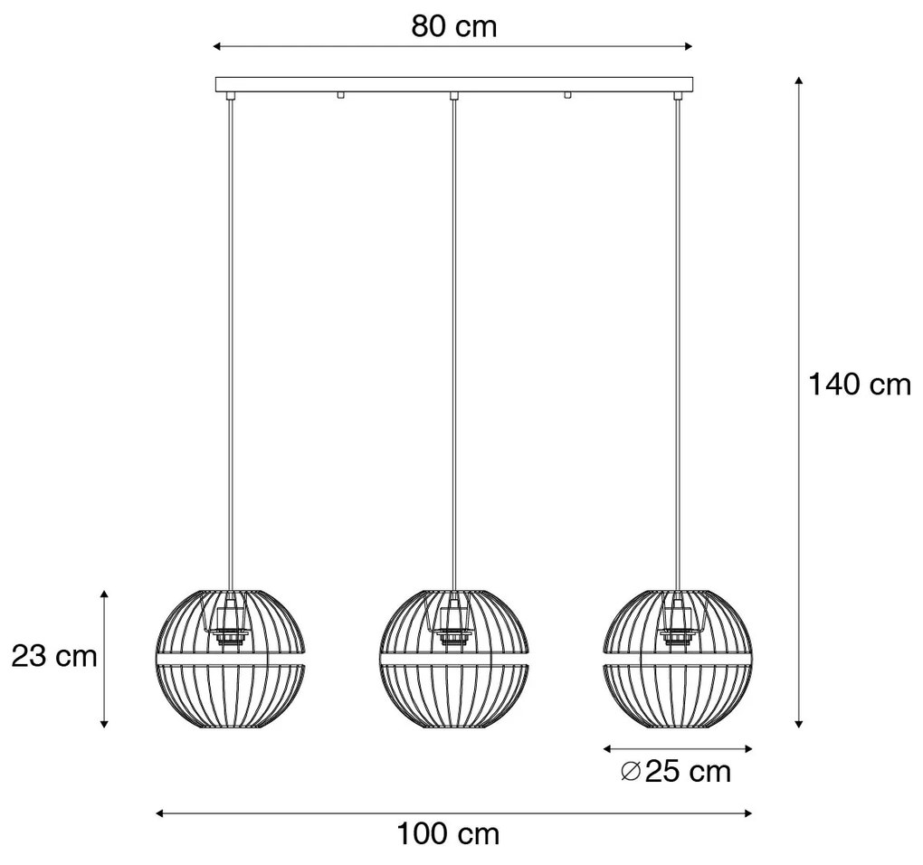 Candeeiro de suspensão moderno preto 3 luzes - Sphaera Moderno