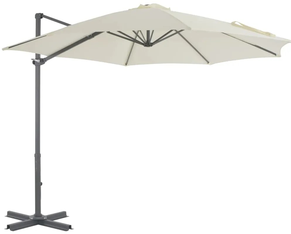 Guarda-sol cantilever c/ poste alumínio 300 cm cor areia