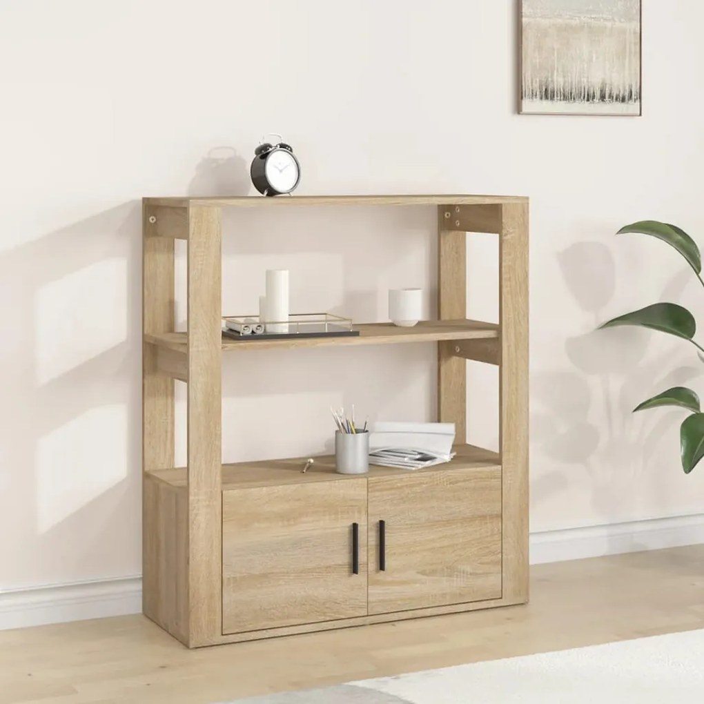 819463 vidaXL Aparador 80x30x90 cm derivados de madeira carvalho sonoma