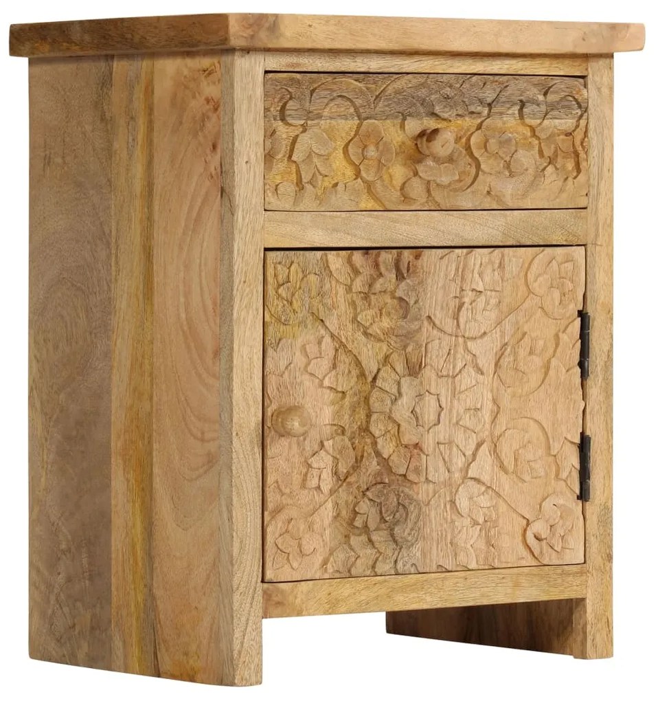 vidaXL Mesa de cabeceira em madeira de mangueira maciça 40x30x50 cm