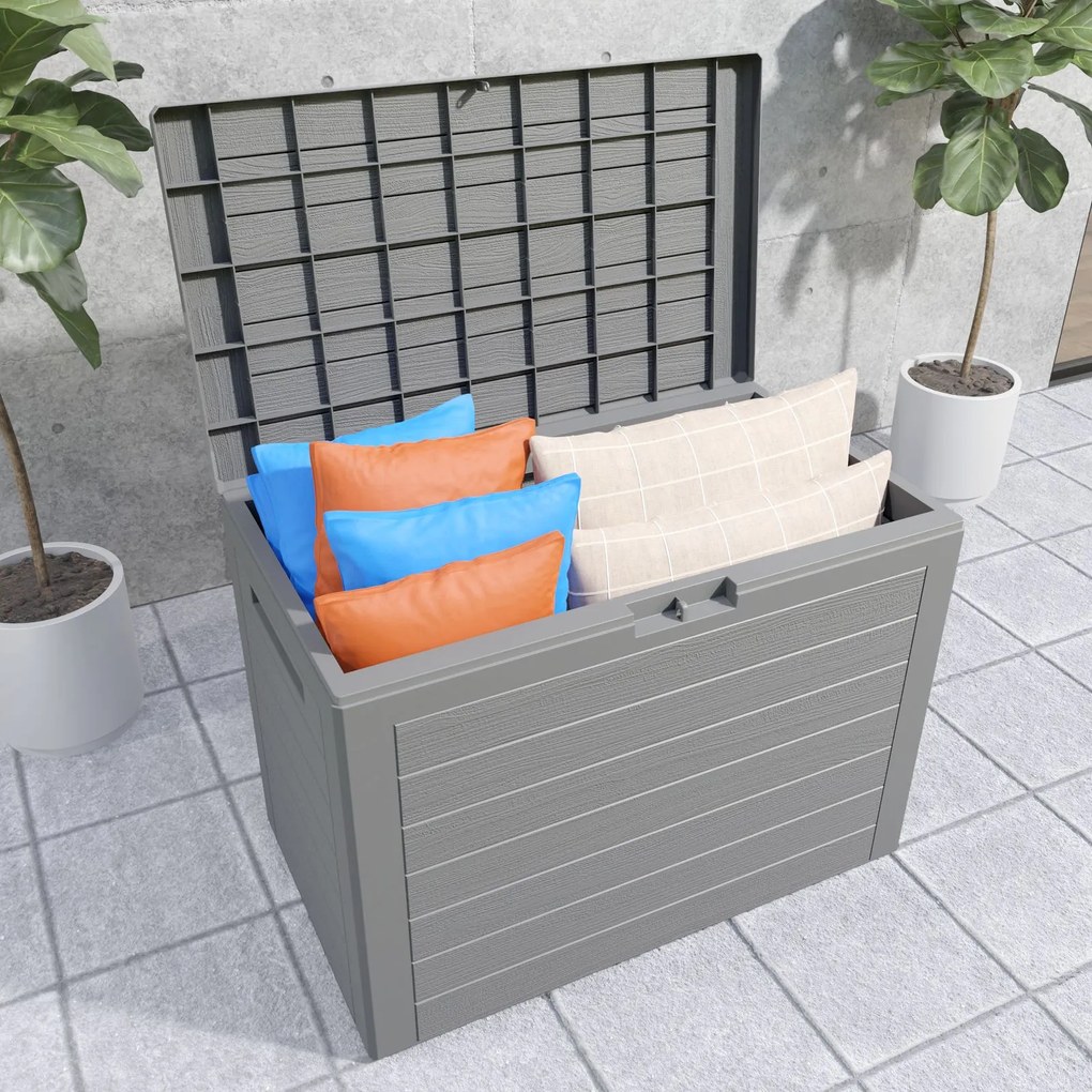 Caixa jardim de almofadas Lille 190L 78 x 44 x 55 cm cinzenta