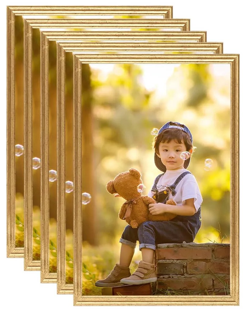 332445 vidaXL Molduras para parede ou mesa 5 pcs 59,4x84 cm MDF dourado