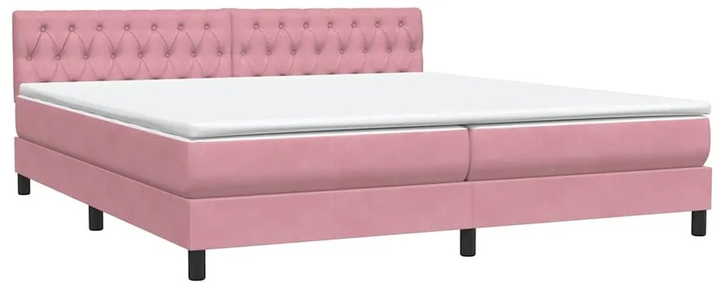 Cama com molas/colchão rosa 180x220 cm veludo