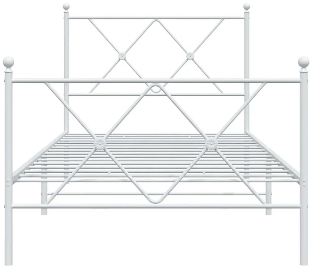 Estrutura de cama com cabeceira e pés 90x190 cm metal branco