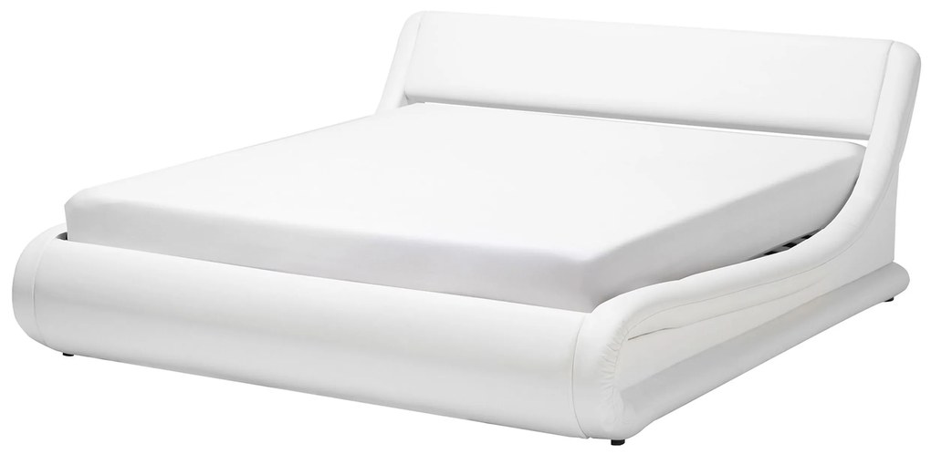 Cama de casal com arrumação em pele sintética branca 160 x 200 cm AVIGNON Beliani