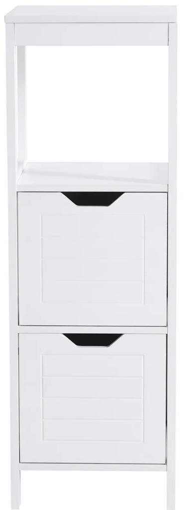 Armário de banheiro com prateleira aberta 2 gavetas 30x30x89 cm Branco