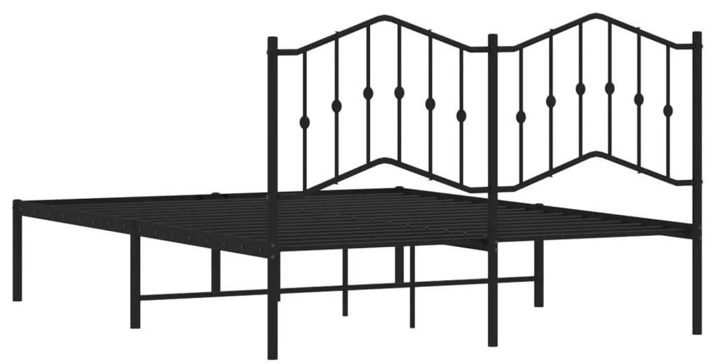 Estrutura de cama em metal com cabeceira 150x200 cm preto