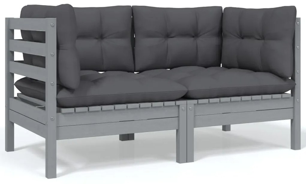 6 pcs conjunto lounge de jardim c/ almofadões pinho maciço