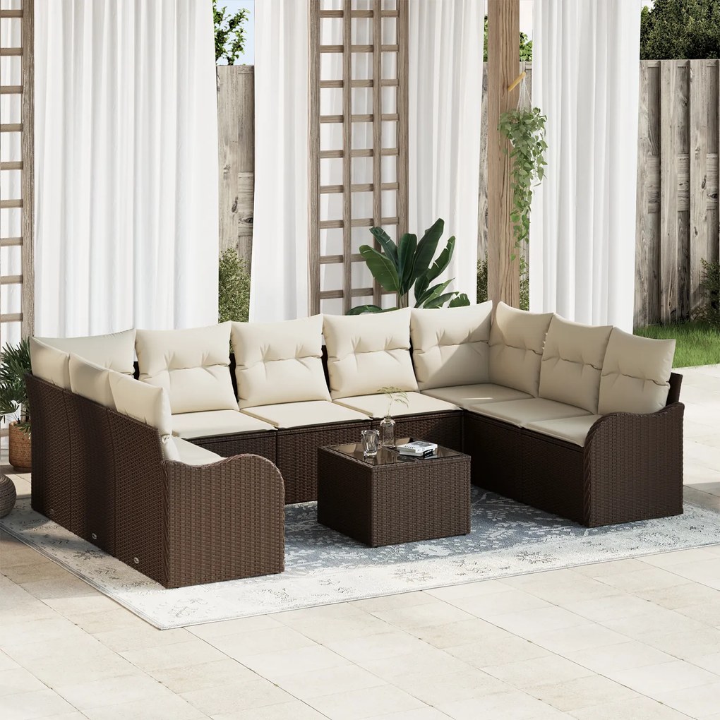 Conjunto de Sofá de Jardim vidaXL de 9 Peças com Almofadas Cinza Ratta