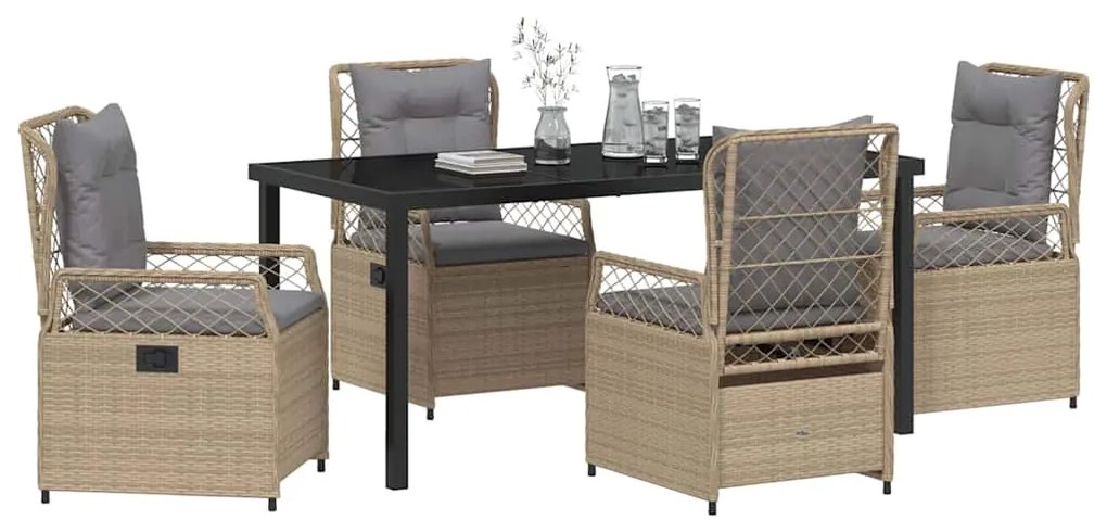 Conjunto de Jantar de Jardim 5 Peças Bege em Rattan Sintético